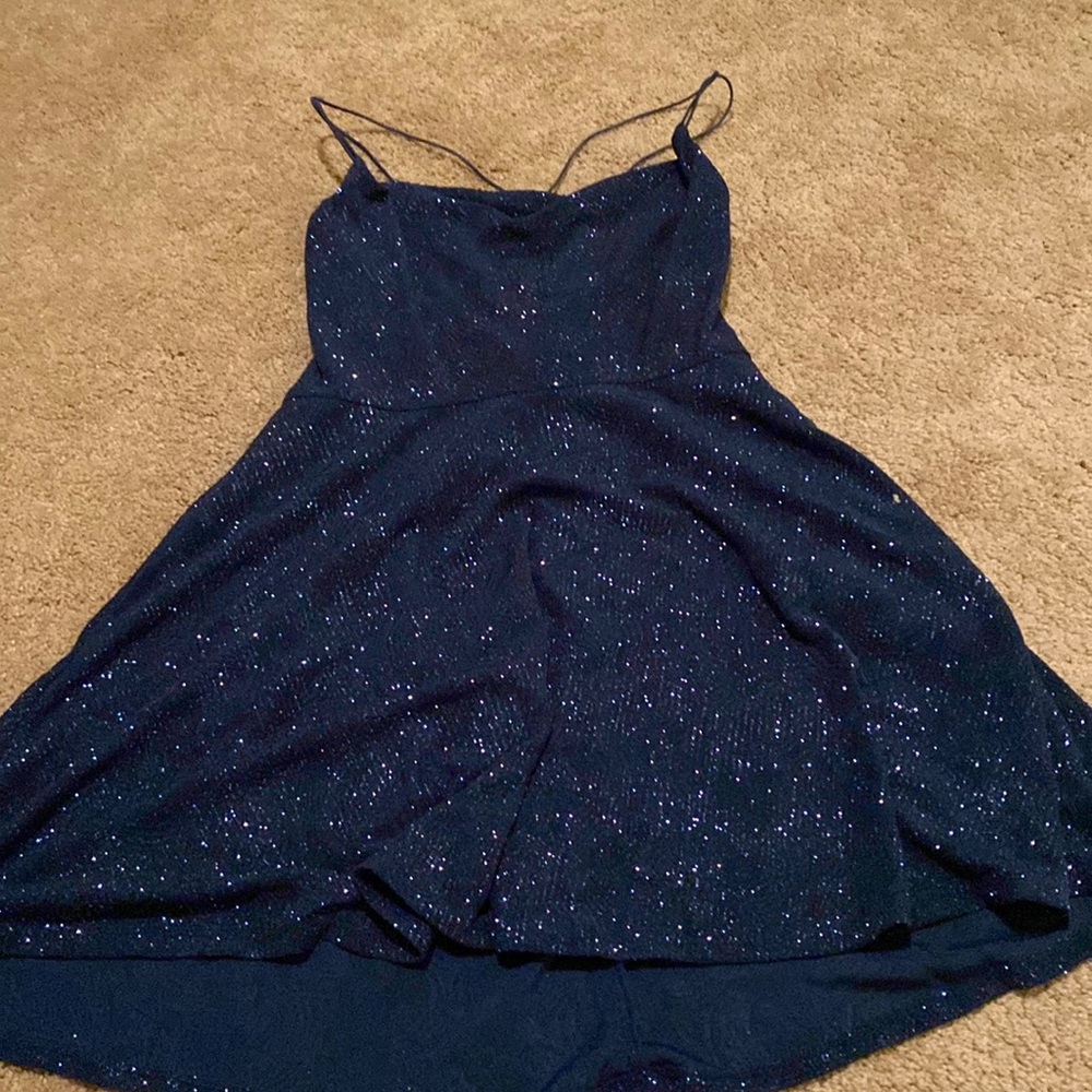 Navy sparkly dress with pockets and open back